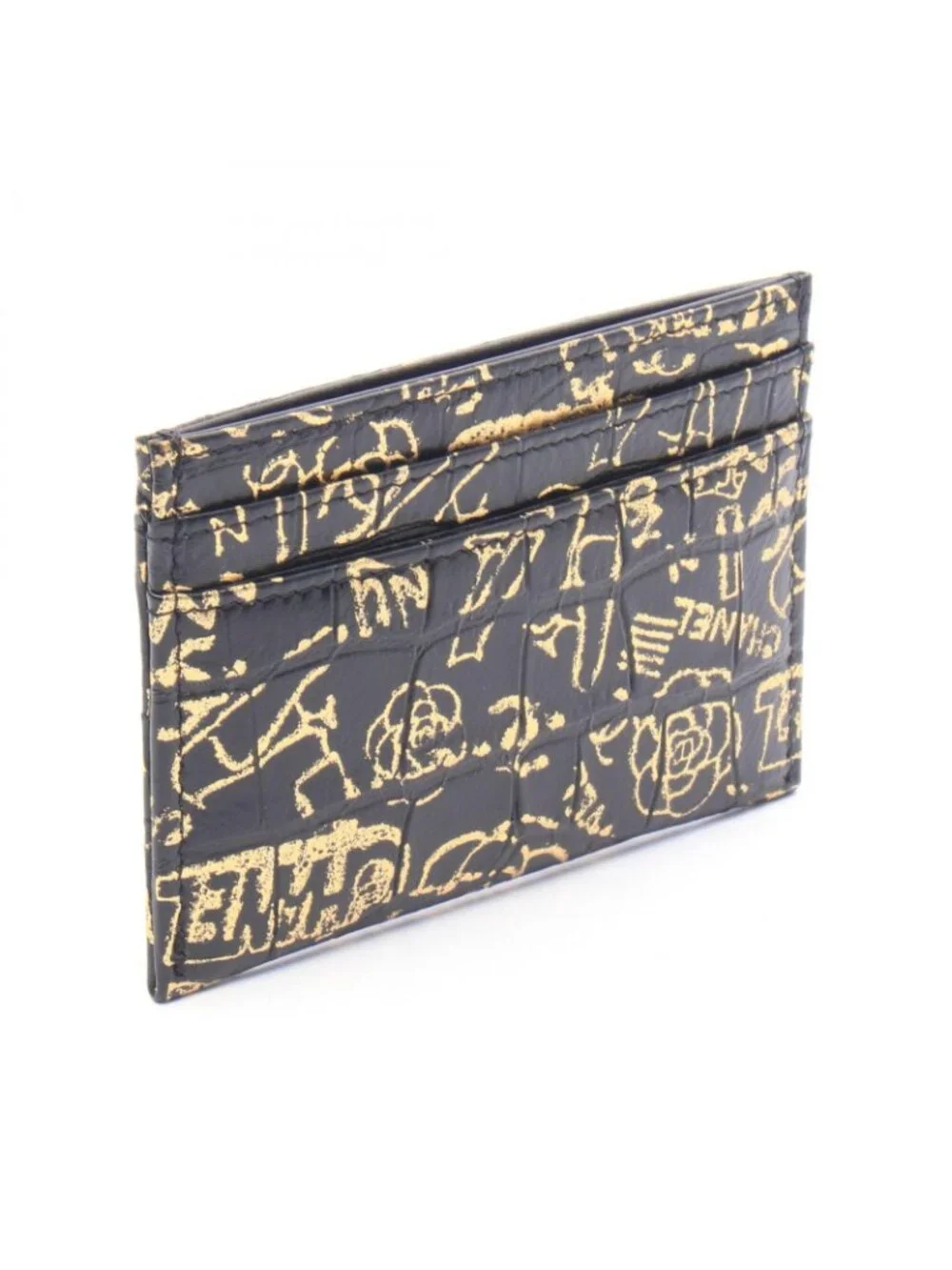 Chanel Card Case 2.55 Graffiti Black Leather